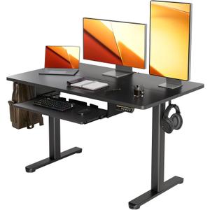 YDN Standing Desk, Height Adjustable Computer Desk with Keyboard Tray, 48 Inch Black Ergonomic Desk for Home Office and Gaming