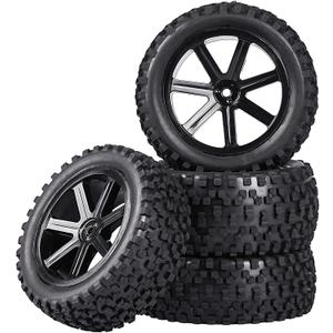 Aimrock 12mm Hex 2.2'' Pre-Glued RC Buggy Wheels and Tires, Out Dia. 3.5'' for 1/10 1/12 1/14 1/16 Off-Road RC Buggy Truck, Set of 4