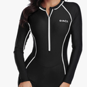 Daci Women Long Sleeve Rash Guard One Piece Boyleg Swimsuit Zipper Surfing Bathing Suit UPF 50+ Meidum, Black 