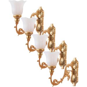 4pcs Dollhouse Wall Light LED Decor LED Lanterns Miniature Dollhouse Miniature Lighting Wall Lamp Sconce Light Scene Lamp Micro Landscaping Decor (2.5X2.3CM, Gold)