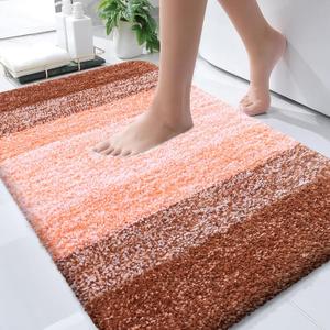 OLANLY Bathroom Rugs Mat 30x20, Extra Soft Absorbent Microfiber Bath Rugs, Rubber Backing, Quick Dry, Machine Washable Bath Mats for Bathroom Floor, Tub and Shower, Home Decor Accessories, Orange