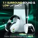 Wireless Gaming Headset for PS5, PS4, PC, Switch, Gaming Headphones with 7.1 Surround Sound, Noise Isolating Microphone, Bluetooth 5.4, RGB Lights, 60H Battery Headsets for Mac, Laptop, Mobile