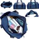 Everyday Mini Gym Bag for Women 2.0, Small Tote with Zipper Compartment Waterproof Travel Duffle Cute Handbag Workout Carry On with Removeable Shoulder Strap & Coin Wallet Easy to Clean - Navy