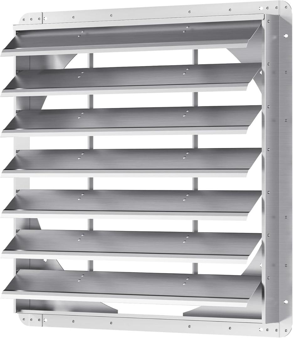 30 Inch Galvanized Shutter Exhaust Louver Vent, Automatic Gravity Shutter Louver Vent for Home Attics, Workshops, Barn, Greenhouse (Motor&Blades are not Included)