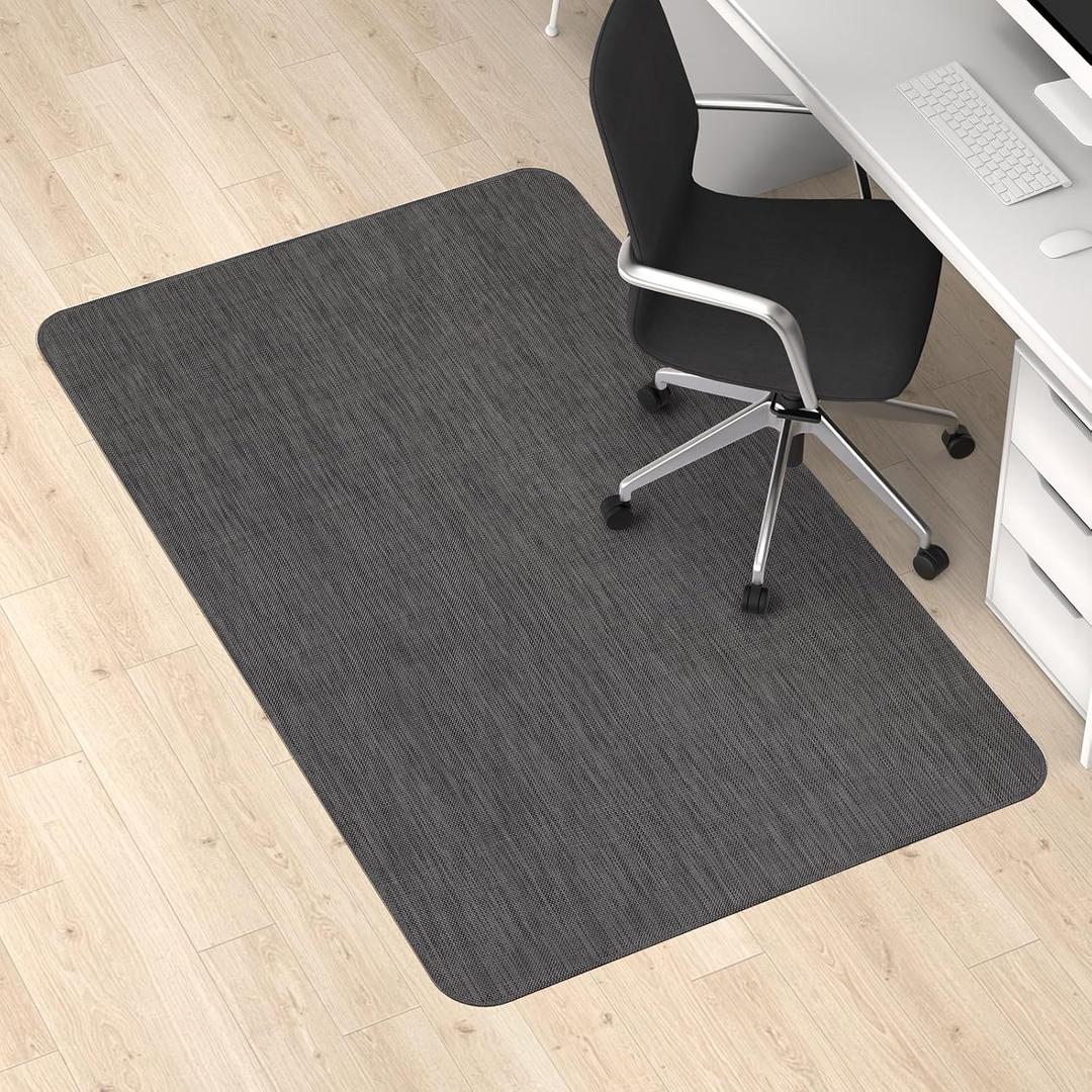 Blvornl Office Chair Mat for Hardwood Floor and Low Pile Carpet, 35"x 48" Desk Chair Mat for Hard Wood, Anti-Slip Hard Floor Protector Rolling Chair Mats, PVC Mat Desk Rug for Home, Black