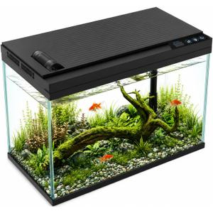 5 Gallon Fish Tank with Auto Feeder, Aquarium Starter Kit with Self Cleaning Filter, Crystal-Clear Glass, 7-Color LED Light, 5-Minute Setup, Vacation-Ready Betta & Goldfish Tank for Desk & Office