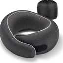 Travel Pillow, 100% Pure Memory Foam Neck Pillow for Airplanes, Comfortable Breathable Cover, Travel Essentials for Plane, Car, Train and Home, Black (Medium)