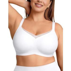 Vertvie Wireless Bras Women Seamless Jelly Supportive Mesh Crossover Bra No Underwire Push Up Full Coverage T-Shirt Bralette (X-Large)