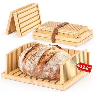 12.8“ Extra-Wide Bread Slicer for Sourdough Rounds & Homemade Bread – Adjustable Bread Slicer, Foldable & Stable with Non-Slip Base – Ideal for Artisan Boules, Homemade Loaves, and Gift Giving
