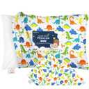 KeaBabies Toddler Pillowcase 13"x18" - Organic Cotton Toddler Pillowcase for Kids, Boys,Girls,Soft & Durable Cotton Cover for Miniature Sleepy Pillows,Cute Colors,Pillow Sold Separately(Happy Dino)
 (Pack of 2))