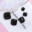 24pcs Press On Toes Nails Pure Black Fake Toenails Full Cover Short Glue On Toe Nails Glossy Minimalist Design Acrylic Toe Nails Summer Black False Toe Static Nails For Women Toes Nail Decorations