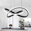 MAYNA Modern LED Pendant Light Fixture, Contemporary LED Chandelier with Irregular Ring Lights, Adjustable Modern Chandeliers for Dining Room Kitchen Entryway Living Room Bedroom, 6000K Daylight (19.7 inch - No Remote Control, Black)