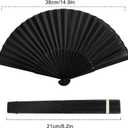 Silk Handheld Folding Fans, Decorative Black Vintage Bamboo Hand Held Foldable Fan 8.2in Small Chinese Japanese Retro Style with Case for Women Dance Performance Wedding Party Gift Church (1PCS)