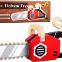 GAGAKU Wooden Toy Kids Chainsaw Tool Set, Pretend Play Construction Tools with Realistic Sound & Pull-Start, Durable STEM Learning Toys for Toddlers Boys Ages 2+, Gift for Christmas(Battery Free)