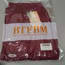 BTFBM Long Sleeve Shirts for Women 2025 Fall Fashion V Neck Knit Ruched Slim Fit Casual Basic Tees Going Out Tops Y2k(Burgundy, Small) (Red, S)
