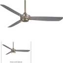 MINKA-AIRE F727-BN/SL Rudolph 52" 3-Blade Ceiling Fan in Brushed Nickel Finish with Silver Blades