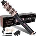 Wavy Thermal Brush Pro, 1.5 inch Heated Round Curling Iron, 1 1/2 inch Barrel Ceramic Hot Wand Blowout Look Natural Hair Styler Tool Voluminous Blow Out Curls 25s Fast Heating by VISOFO (Rose-Gold)