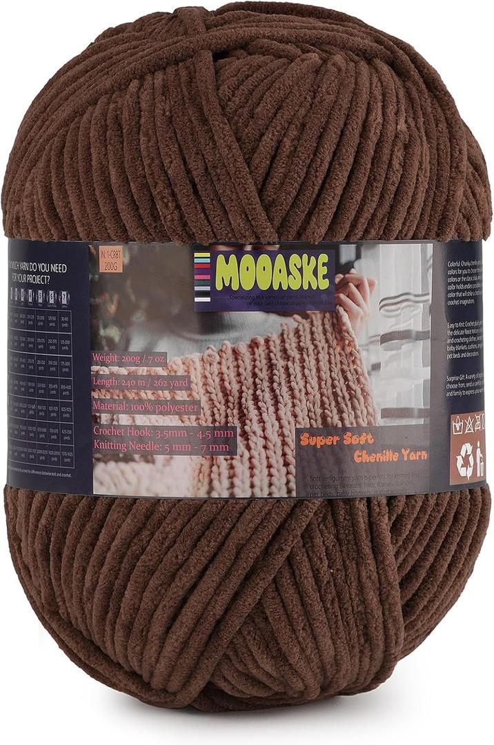 Chunky Velvet Yarn for Crocheting, 2-Pack 14.1oz 524.8 Yards Total, Super Soft Chenille Plush Yarn for Baby Blankets, Amigurumi, Scarves | 20 Colors 