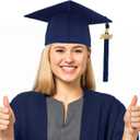 Unisex Adult Matte Graduation Cap Graduation Hat with Tassel Adjustable for High School and College (Dark Blue)