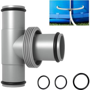 Pool Hose Connector, 1.5" to 1.25" T-Joint Pool Hose Adapter for Above Ground Swimming Filter Pump and Vacuum, 3 Way Pool Pump Connectors Replacement Parts (1.5" to 1.25" T Joint)