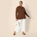 Amazon Essentials womens Wide Rib Long Sleeve Button-up Collared Cardigan (Pants Sold Separately) (XX-Large, Chocolate)