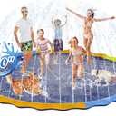 Instraella Splash Pad for Kids and Dogs, 110'' Non-Slip Sprinkler Mat 0.5mm Thickened Durable and Foldable Large Pool Summer Fun Outdoor Toys for Dogs and Toddlers Age