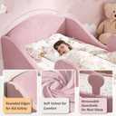 whiffee Toddler Bed, Toddler Floor Bed with Removable Safety Rails, Pink