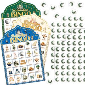 Fancy Land Ramadan Bingo Game for Kids Eid Mubarak Bingo Cards for Muslim Party Favors Family Classroom Activities Supplies 24 Players
