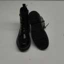 ICHIGO Womens Fashion Ankle Booties Causal 8-Eye Side Zipper Lace-up Combat Boots (9.5, Black)