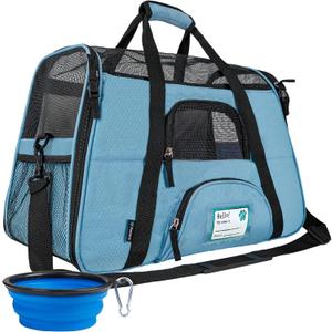 PetAmi Airline Approved Pet Carrier for Cat, Soft Sided Dog Carrier for Small Dogs, Cat Travel Supplies Accessories for Indoor Cats, Ventilated Pet Carrying Bag Medium Large Kitten Puppy, Small Blue (Small - 17"L x 10.2"W x 11.2"H)
