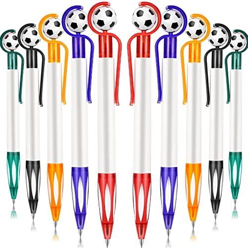 Dianelhall 20 Pcs Soccer Party Favors Soccer Pen Football Ballpoint Pens Retractable Multicolor Medium Point 1.0 mm Soft Grip Pen for Team Party Office(Multicolored,Vivid)