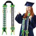 Lyrow Graduation Money Lei Class of 2025 Double Braided Lei Gift Graduation Cash Gifts Pull Ideas for High School College Party Supplies(Green and Gold)