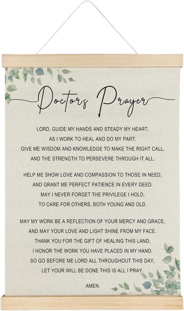 ATBWGT Doctors Prayer Christian Wall Art Decor, Christian Home Decor, Inspirational Bible Verses Poster Hanger Frame for Home Office, Doctor Medical Student Gifts, 12x16 Inch