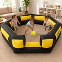 Inflatable Gaga Ball Pit- 7-Sided Arena with External Blower, Unique Heptagon Design for Non-Stop Play, Portable for Backyard, Park & Family Games (Black&Yellow, 10FT)