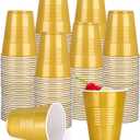 100 PCS Party Cups 12 Oz Plastic Cups Bulk for Party Graduation Wedding Birthday Family Gatherings and New Year (Gold)