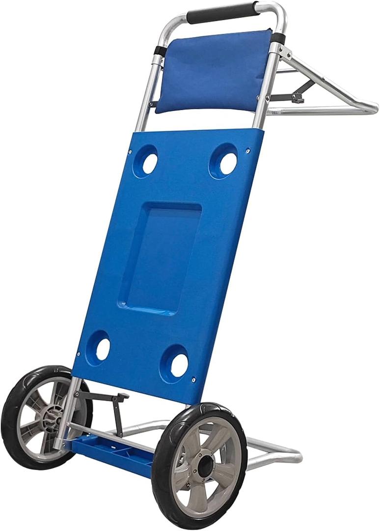 Beach Cart Camping Table, Outdoor Park Wagon Cart with Table Top, Collapsible Utility Folding Beach Wagon with Four Cup Holders for Camping Shopping Outdoor Shopping, Supports 100lbs