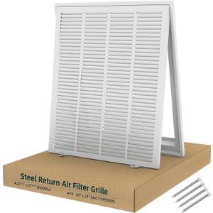 Fancat Return Air Filter Grille for 20x25 Ducts, Steel Air Vent Cover with Removable Door for 1" Filters | Fits Sidewall & Ceiling | Outer Size: 22 5/8" W x 27 5/8" H