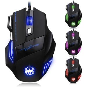 Zelotes Ergonomic 7200 DPI LED Optical Wired Gaming Mouse Mice 7 Buttons Compatible Mac Pro Gamer PC Laptop Desktop Notebook-Black Black(T80)