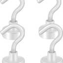 Neosmuk Magnetic Hooks,30lb Heavy Duty Earth Magnets with Hook for Refrigerator, Extra Strong Cruise Hook for Hanging, Magnetic Hanger for Curtain, Grill (White, 4 Pack)