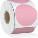 Misofuki 2" 750 Labels Pink Circle Direct Thermal Stickers Labels Roll Compatible with Zebra, Rollo, MUNBYN, Self-Adhesive Round Direct Thermal Labels (C-1-pk)