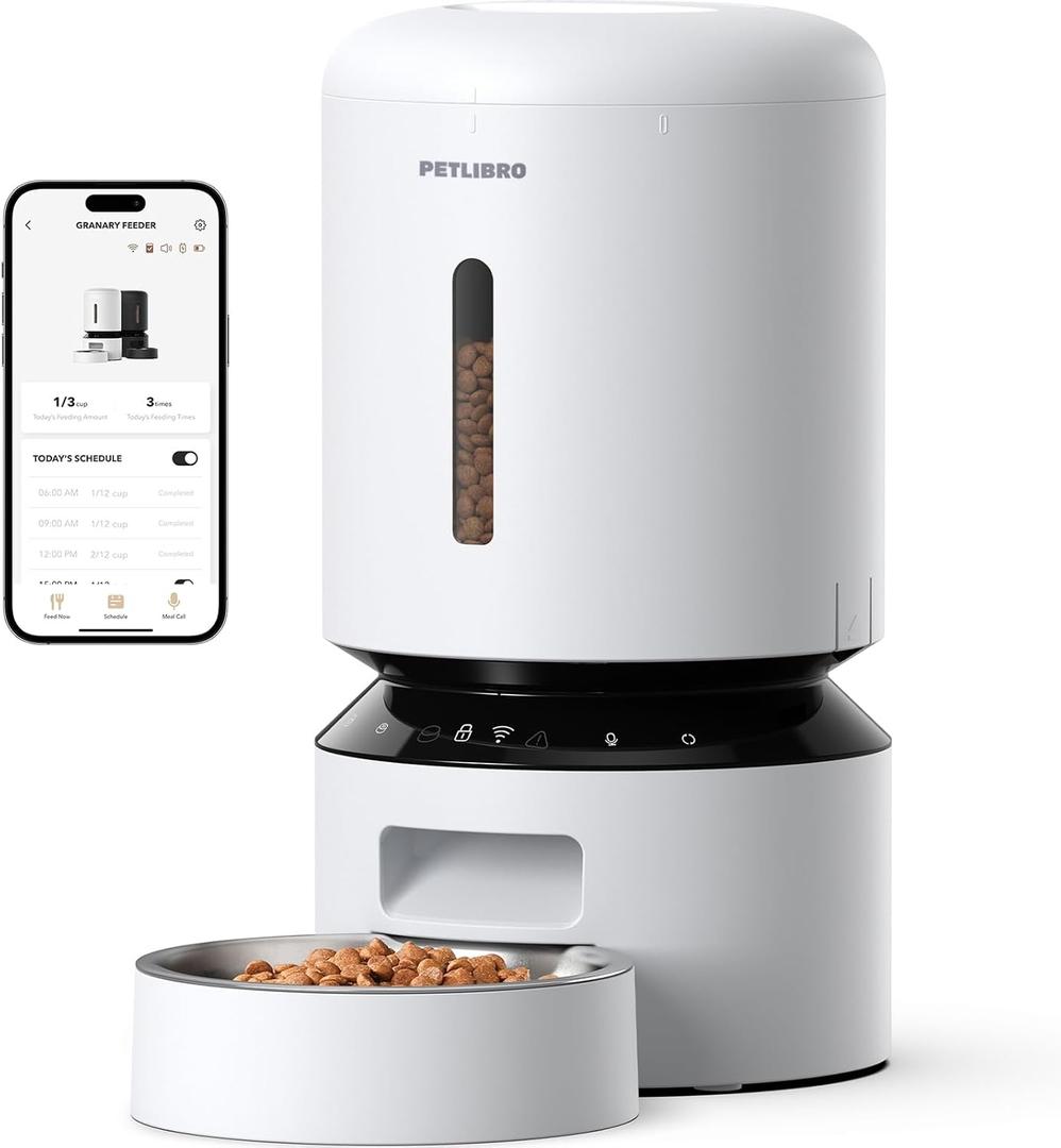 PETLIBRO Automatic Cat Feeder, 5G WiFi Automatic Dog Feeder with Freshness Preservation, 5L Timed Cat Feeders with Low Food Sensor, Up to 10 Meals Per Day, Granary Pet Feeder for Cats/Dogs (White)