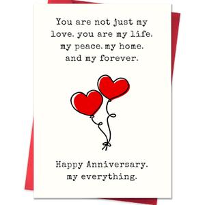 2 x IDU Happy Anniversary Card,Anniversary Card Gifts for Husband Wife Boyfriend Girlfriend Couples,Wedding Anniversary Cards for Partner Men Women Him Her with Heart Balloon Design
