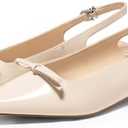 Coutgo Womens Slingback Flats Bow Slip on Dress Shoes Buckle Comfortable Ballet Flats Pointed Toe Flat Party Work Shoes, size 6.5