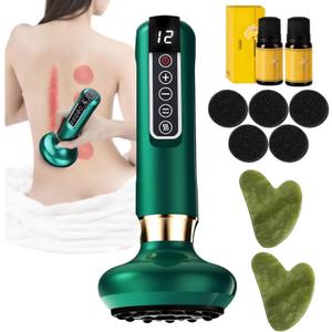 Intelligent Handheld Massage Tool for Anti - Cellulite, Electric Cupping Device with 12 Suction Modes. This Fat Remover Massager is Suitable for Arms, Legs. (Olive)