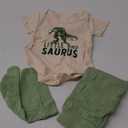 Hoanselay Toddler Infant Baby Boy Dinosaur Short Sleeve T Shirt Romper Pants and Hat Outfits 3pcs Summer Clothes Set (18-24 Months, Green)