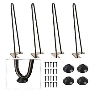 SMARTSTANDARD 16 Inch Heavy Duty Hairpin Furniture Legs, Metal Home DIY Projects for TV Stand, Sofa, Cabinet, etc with Rubber Floor Protectors Bronze 4PCS