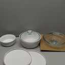 CorningWare French White 7-Pc Ceramic Bakeware Set with Lids Chip and Crack Resistant Stoneware Baking Dish, Microwave, Dishwasher, Oven, Freezer and Fridge Safe