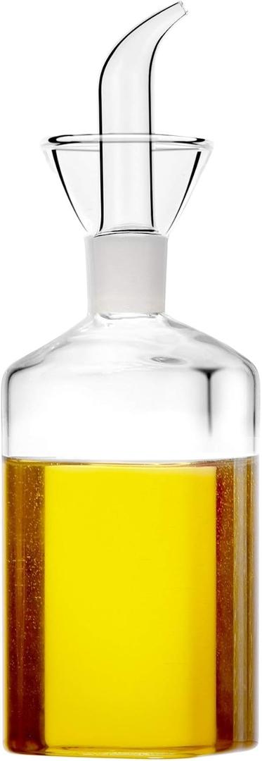 HAIZEEN 8 ounce/240 ml No Funnel Needed Olive Oil & Vinegar Dispenser Glass Cruet Decanter for Kitchen,Lab glassware seal handicraft Keeps Oil Fresh Longer