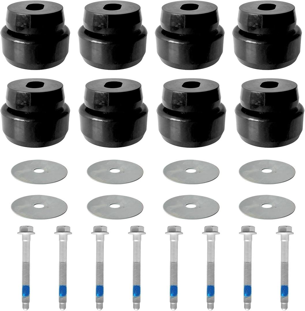 7-141 Body and Cab Mount Bushing Kit for Chevy Silverado & GMC Sierra 1500/2500 2WD/4WD 1999-2014 Body Cab Mounts with Cushion Bolts Replaces 11516868 15704260 (Black 24PCS)