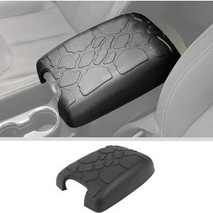 JWWY Armrest Cover Case Pad Center Console Cover Decoration Protective Cover Trim Fit for 2011-2017 Jeep WranglerJK Interior Accessories Black Rubber